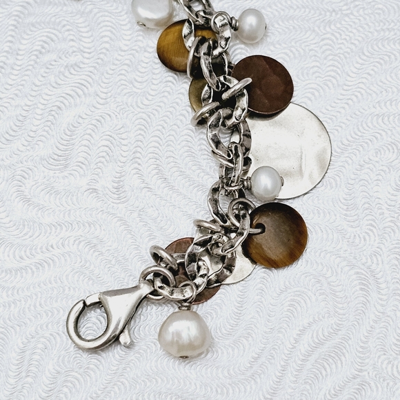 *SALE* Silpada Sterling Silver Bronze Copper Coin Pearl Cha Cha Bracelet B1853 - Picture 4 of 15